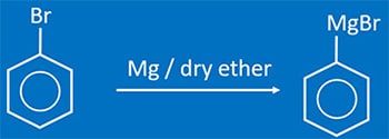 Bromobenzene, Mg and dry ether